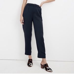 Madewell Drapey Tapered Pleat Pants BLACK